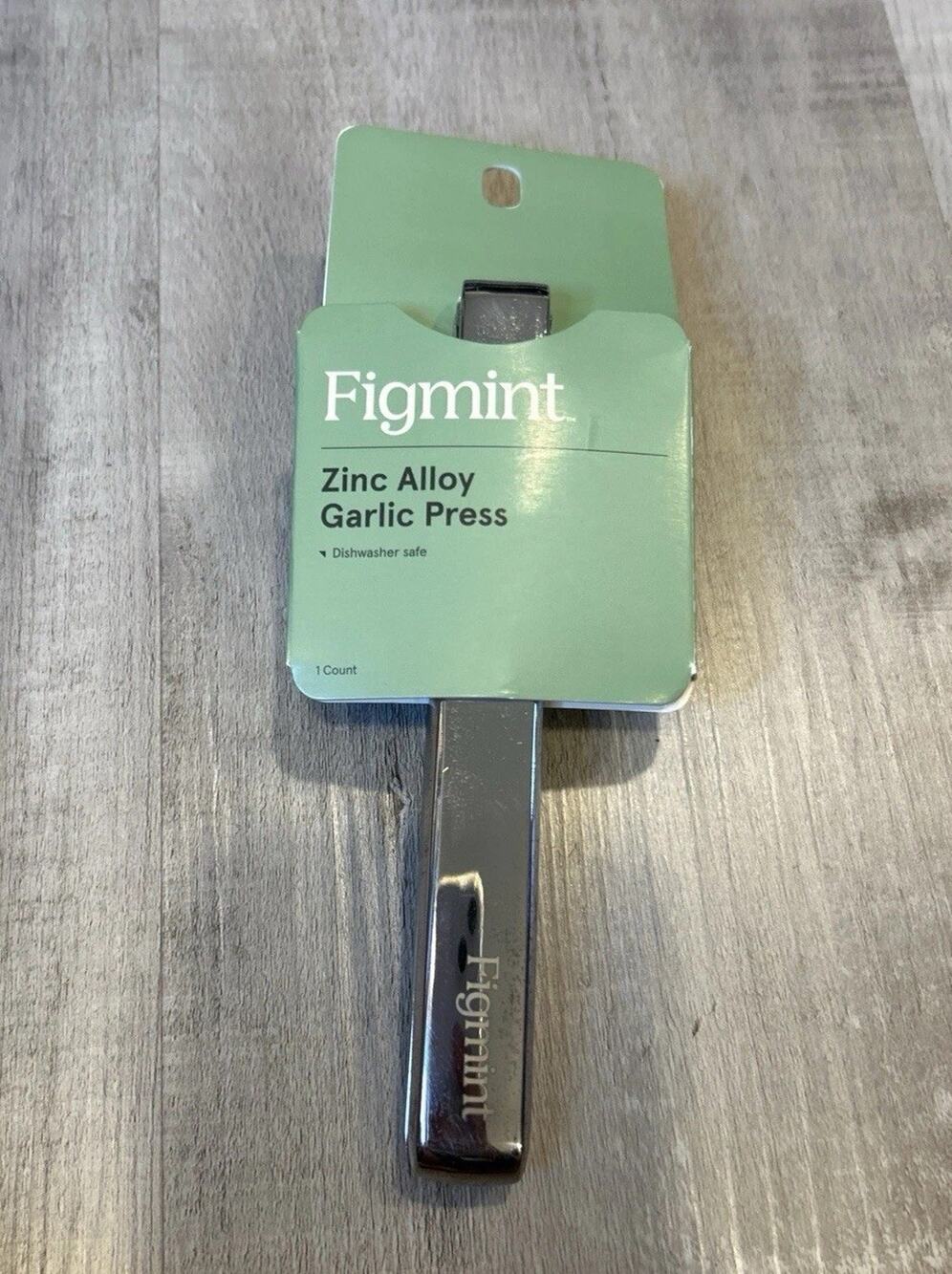 Garlic Press Silver - Figmint™: Zinc Mincer, Crusher, Dishwasher-Safe, 6.53" Dep